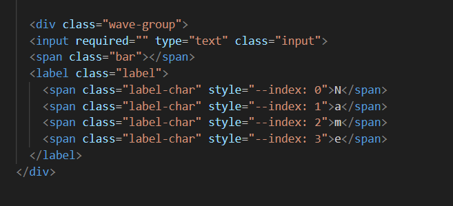 HTML structure of wave input label